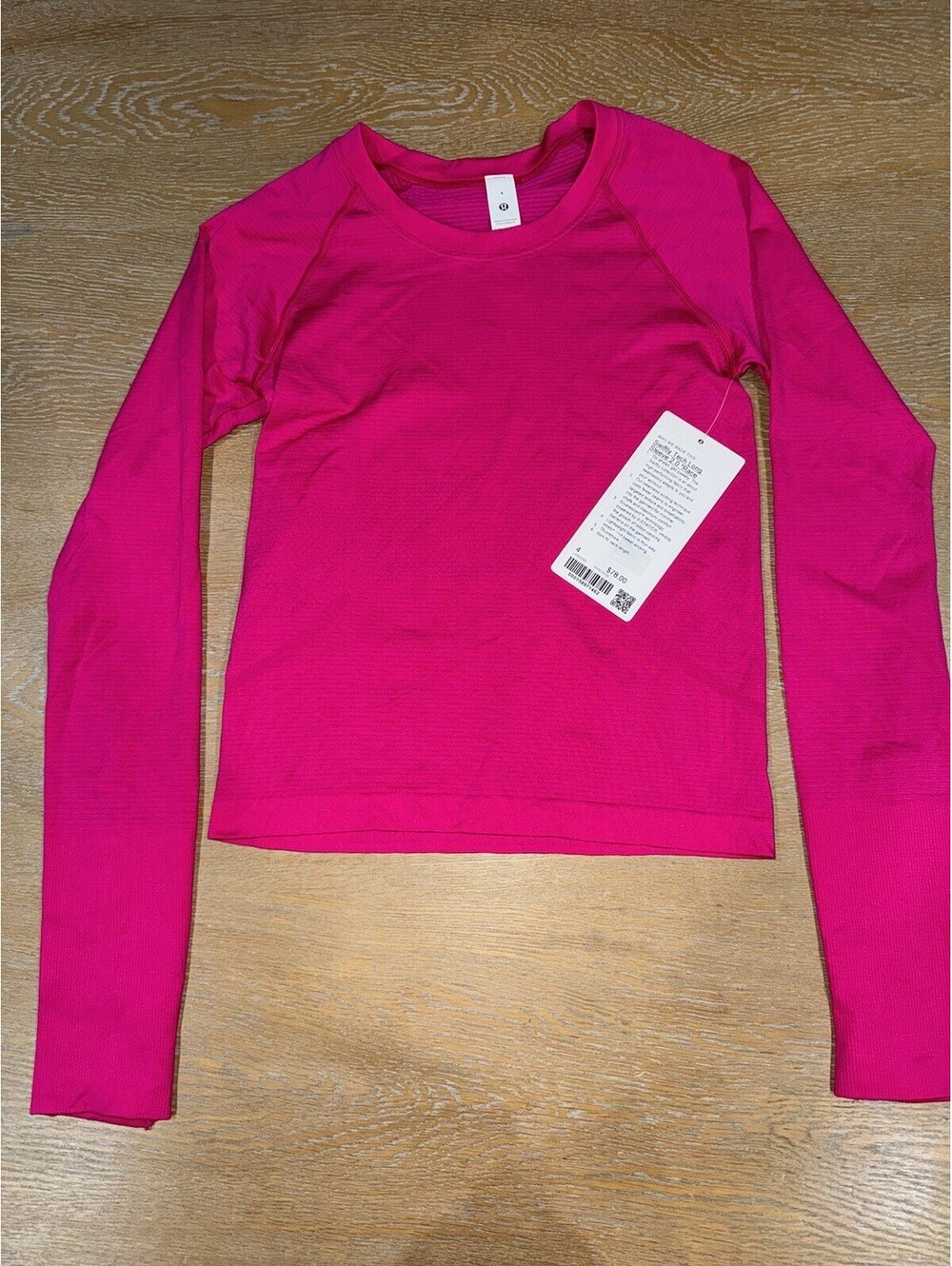 Lululemon Swiftly Tech Long-Sleeve Shirt 2.0 *Waist Length SIZE 4 Pink Flare